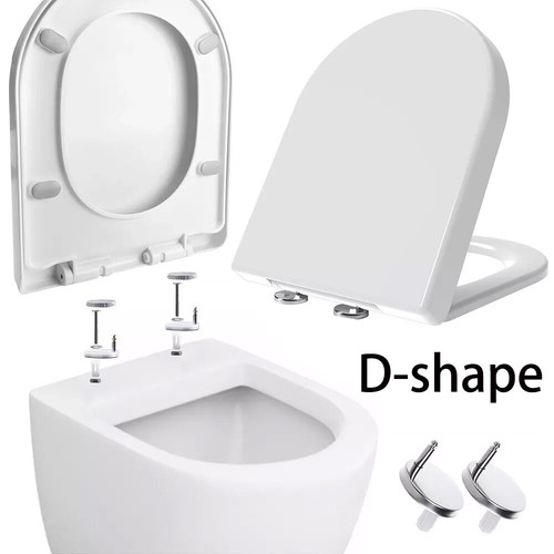Luxury DShape Toilet Seat Heavy Duty White Soft Close Top Quick