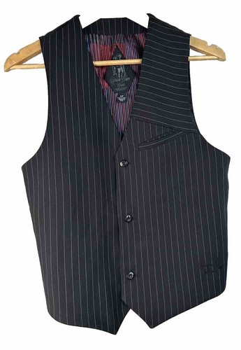 Volcom stone suit vest mens size S Pin Stripe Black White Gray