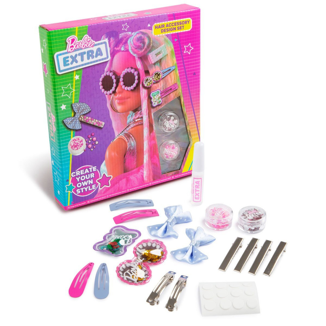 Barbie Hair Accessories Fashion Set Glitter Gems Hair Bows Slides & Clips