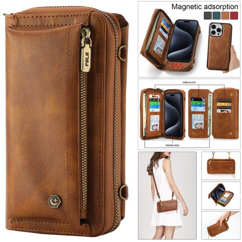 Crossbody Torebka Skórzany portfel Etui Magnetyczne etui na iPhone 11 12 13 14 15 - Zdjęcie 1 z 58