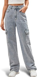 flap pocket side baggy jeans