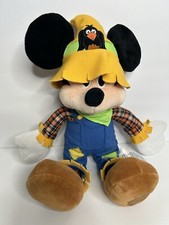 Disney Store Mickey Mouse Halloween Fall Scarecrow Plush Toy Doll stuffed 14  