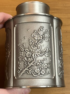 Royal Selangor Pewter Tea Caddy Flask with Wooden Box 4.25