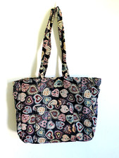 Tapestry Fabric Shoulder Tote Handbag Pockets Hearts Floral Boho Country