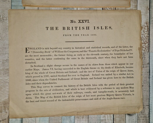Vintage Map of the British Isles XXVI 1485 Whit certificate Of AUTHENTICITY - Picture 4 of 4