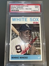 Minnie Minoso auto 2013 Topps Heritage Real One PSA 9 mint red ink Refractor /64