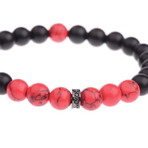 Onyx Red Turquoise Beaded Bracelets Handmade Stretchy 8Mm Stone Bracelet Gift - Picture 6 of 7