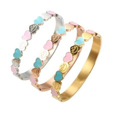 Cute Love Heart Titanium Steel Bracelet Lucky Cuff Bangles Women Girls New I5