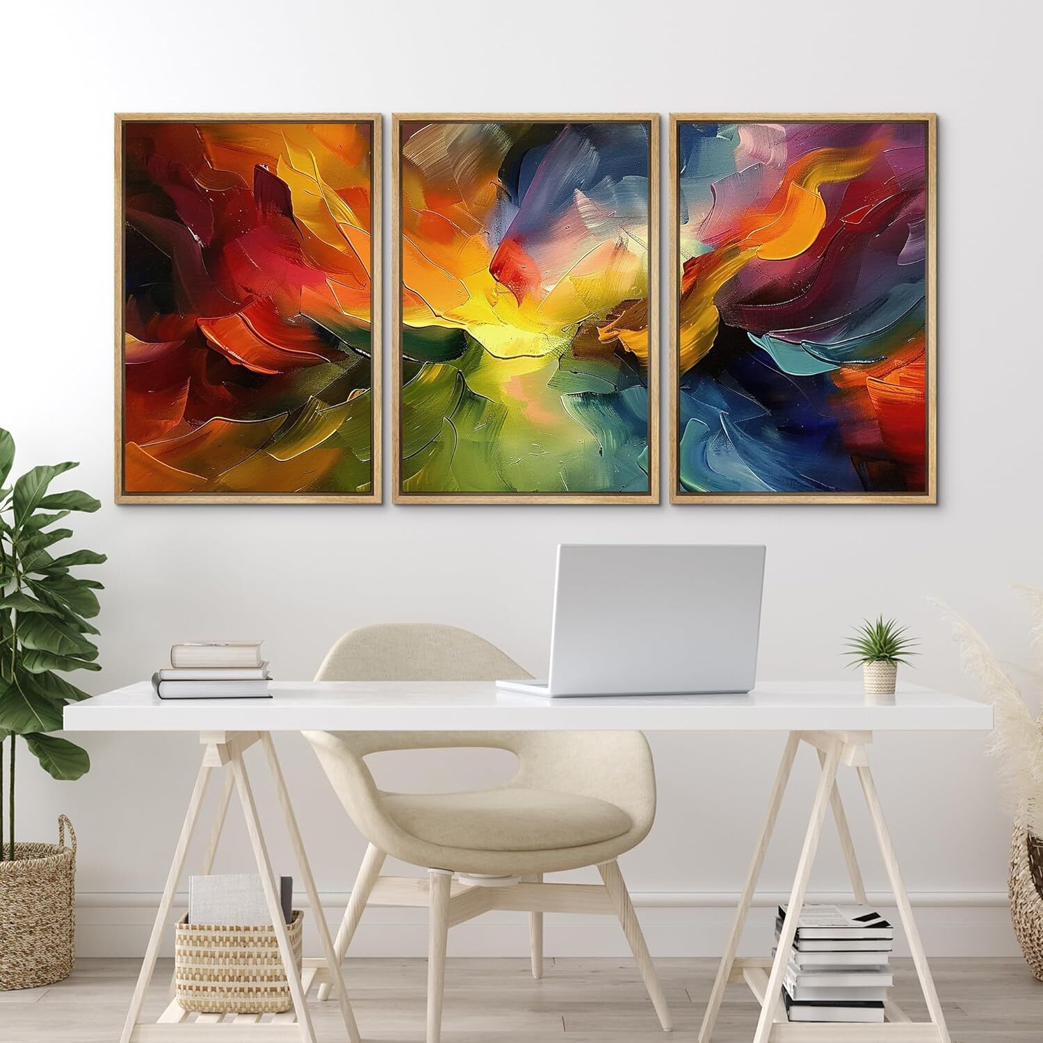 Wall26 Chromatography Abstract Wall Art Colorful Framed Canvas Prints Set of 3