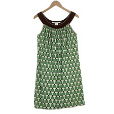 Max Studio Tank Dress Womens Small Multi Geo Print Round Neck Pleated Pullover