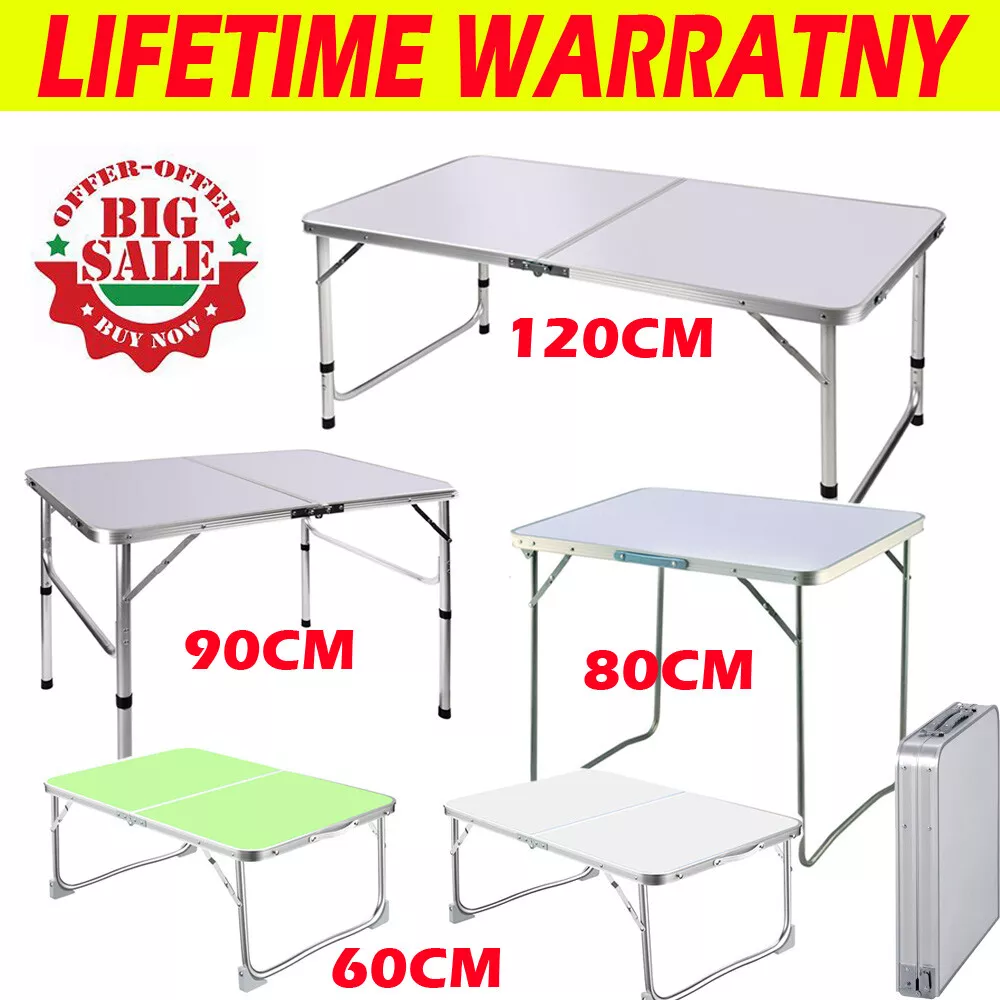 Folding Table Portable Aluminum Heavy Duty Tables Camping Garden Party Trestle