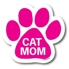 Cat Mom Pink Pawprint Car Magnet 5" Paw Print Auto Truck Decal Magnet