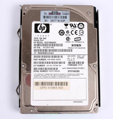 HP 72GB 10K SAS 2.5" SP HDD DG072ABAB3 431954-002 9F4066-033 ST973402SS HPD5 D7 - Picture 2 of 4