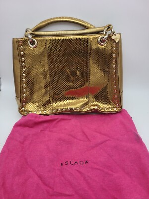 Escada gold snakeskin purse