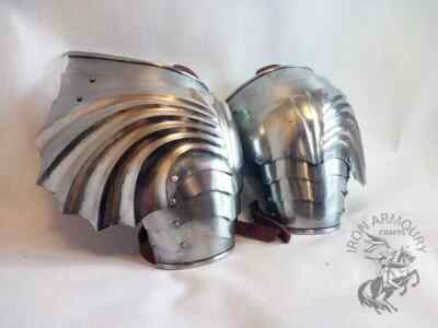 Mittelalterlich Knight Armor Stahl Warrior Paar Pauldrons Set Leicht Zu Tragen