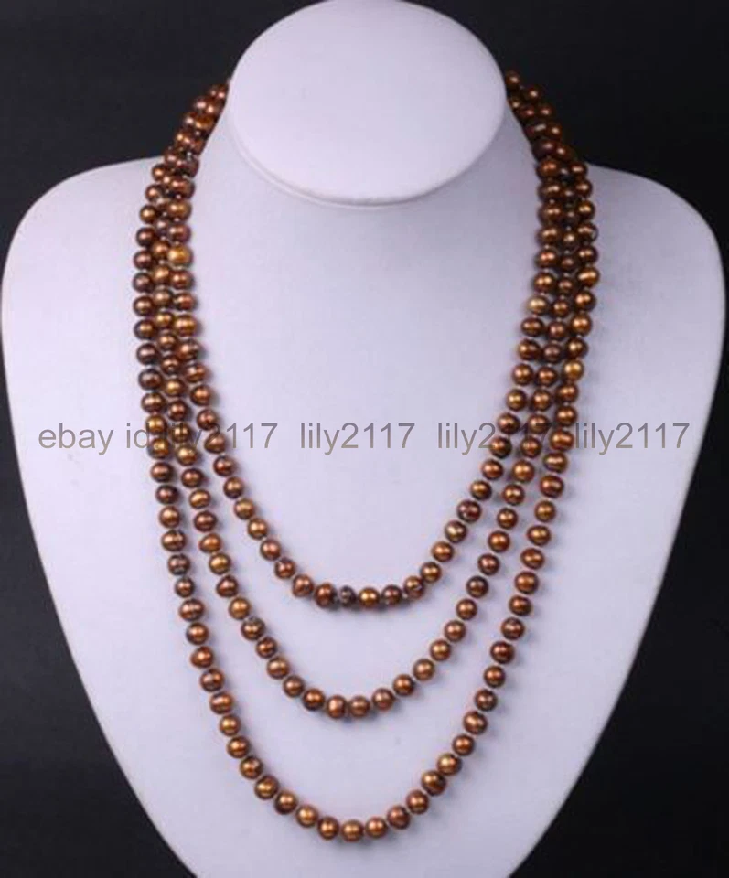 Collares largos de cuentas redondas de perlas con cáscara de chocolate del mar del sur de 100 pulgadas 8 mm Foto 4 de 4