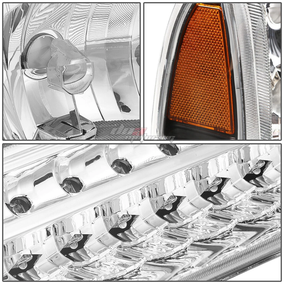 ДЛЯ 1999-2004 FORD SUPER DUTY СВЕТОДИОДНЫЙ ПОВОРОТНИК ФАРЫ ЛАМПЫ + ИНСТРУМЕНТЫ ХРОМ/ЯНТАРЬ - Изображение 3 из 4