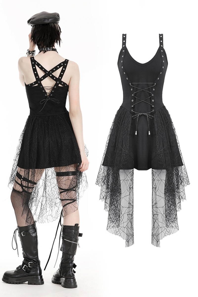 MIIHeart Patch Dress 黒L Dark In Love Black Gothic Back Pentagram Irregular Spider