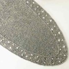 Handmade bead Christmas table runner, floral beaded runner, silver, 13x35inch