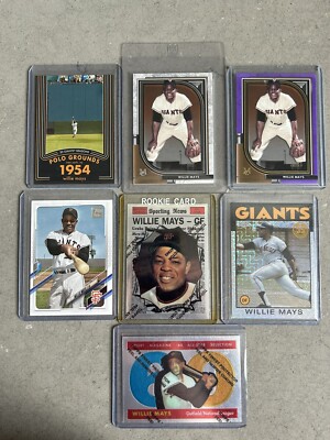 Willie Mays 7 Card Lot with Topps Heritage Flashbacks, Refractors, Short Print