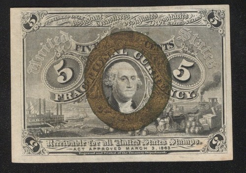 2nd SECOND ISSUE 5c FRACTIONAL CURRENCY FIVE CENTS Fr 1233 51761 - Picture 2 of 3