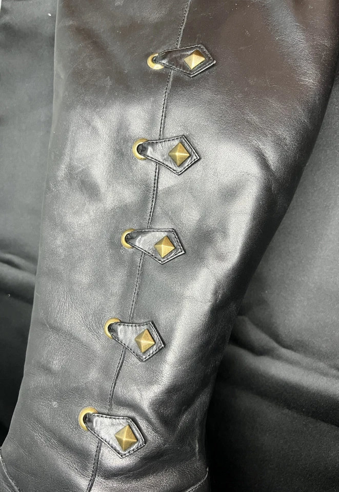 De Colección Nina Botas de Tacón Negras Rosa Parte Inferior Cremallera Lateral Completa Adornadas Para Mujer Talla 8M Foto 3 de 4