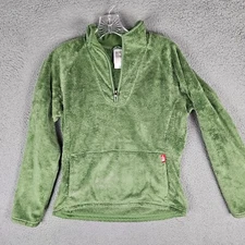 THE NORTH FACE Osito Fleece Jacket 1/4 Zip Pullover Green Womens Sz Medium