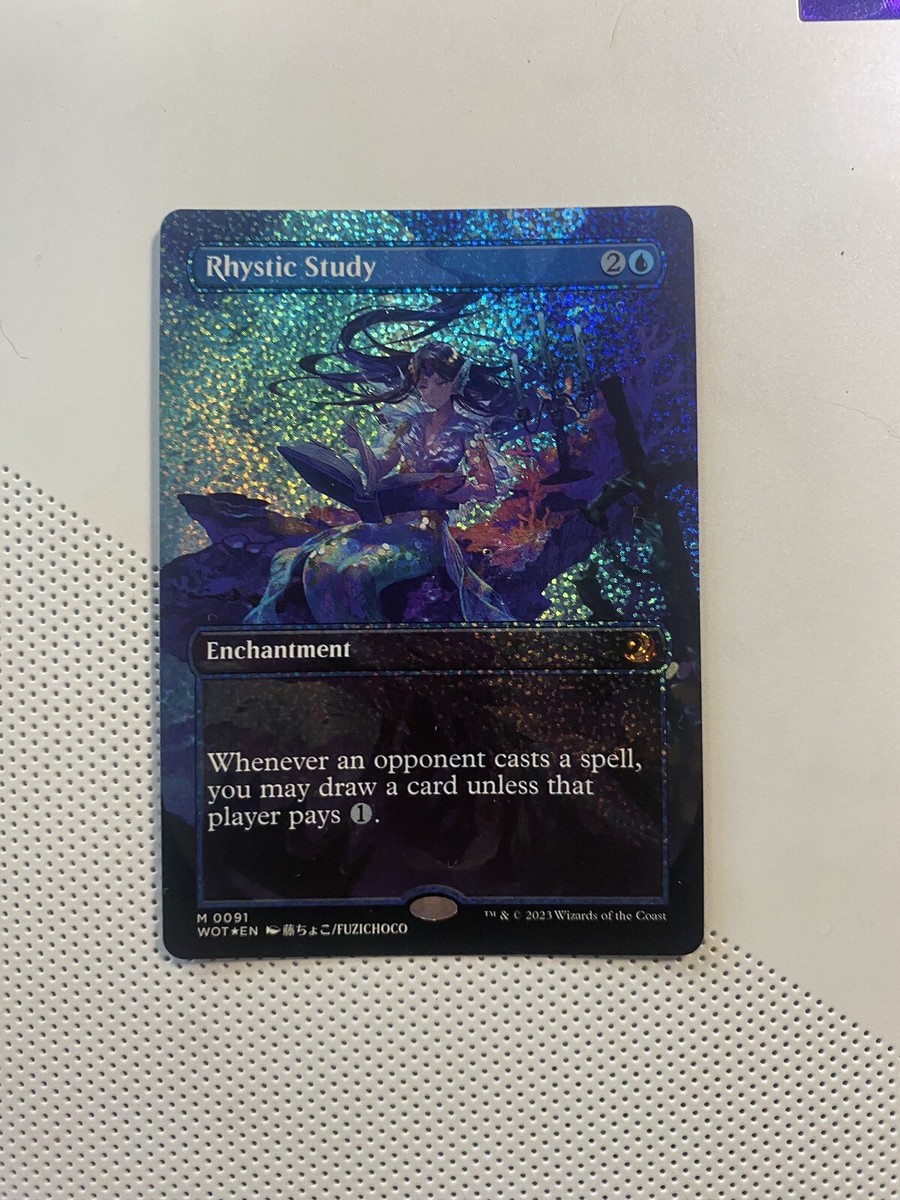 MTG Rhystic Study - Confetti Foil - Anime Borderless, NM MTG Rhystic Study - Confetti Foil - Anime Borderless, NM