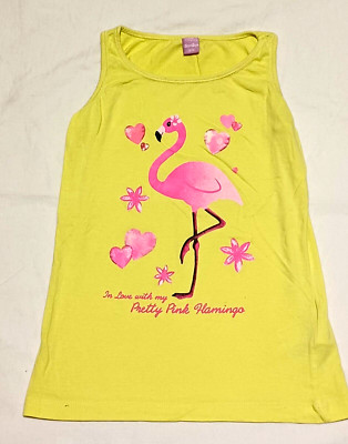 Mädchen Top gelb Flamingo Gr. 128 dopo dopo Shirt ärmellos - B6