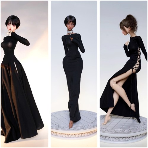 1/6 Black Color Evening Long Dress Skirt F 12”Female Action Figure Accessoriess - Picture 1 of 28