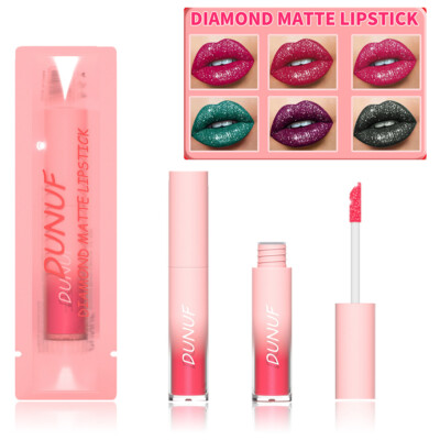 Matter Lippenstift Glitzernder Metallischer Lipgloss Wasserfestes Flüssiges B  