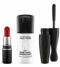 MAC Shiny Pretty Things All Star Kit CHILI (Lipstick, Black Mascara, Prep Fix+)