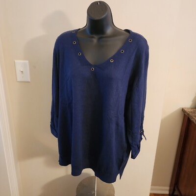 Creation L Blue V- Neck Sweater Sz 14