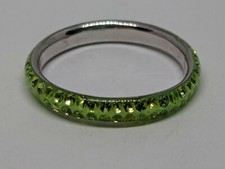 .925 Sterling Silver Size 6.75 Lime Green Stones Band Ring FREE SHIPPING
