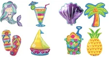 Luau Mermaid Tropical Sailboat Pineapple Palm Tree Beach Foil Mylar Balloons