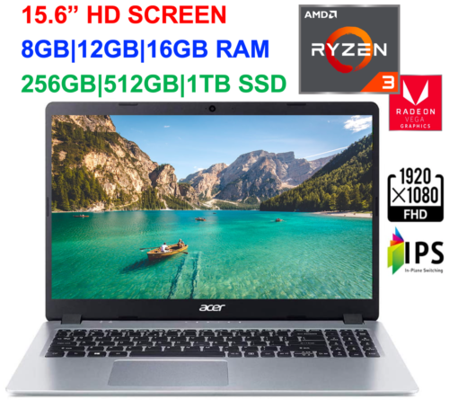2022 Acer Aspire 5 15.6" FHD Laptop Ryzen 3( i3-7100U)to 3.5GHz,16GB RAM&1TB SSD