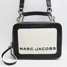 S05-k031 MARC JACOBS Logo Leather/Rubber Handle 2WAY Handbag Shoulder Bag