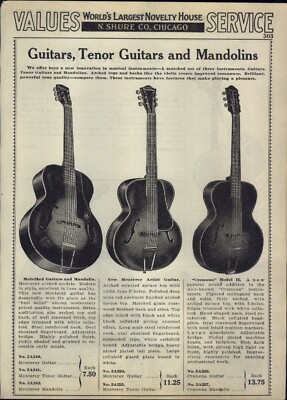 1938 PAPER AD Monterey Artist Guitar Mandolin Cremona Model II Old Glory Banjo