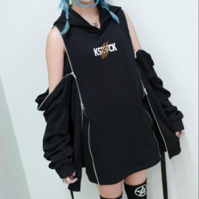 Kry Clothing K0332 Embroidery Full Zip Hoodie Black Harajuku