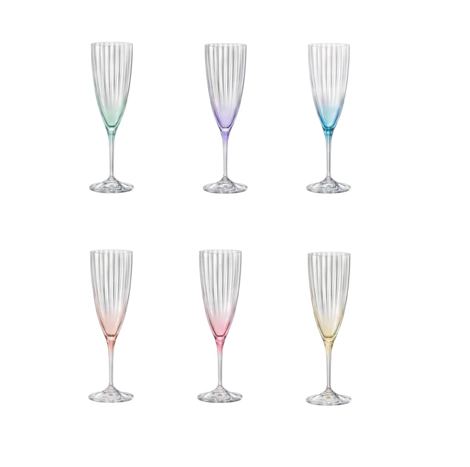 Bohemia Kristallglas Weinglas Sektglas Whiskyglas Karaffe Kate Optic 6er Set - Bild 3 von 4