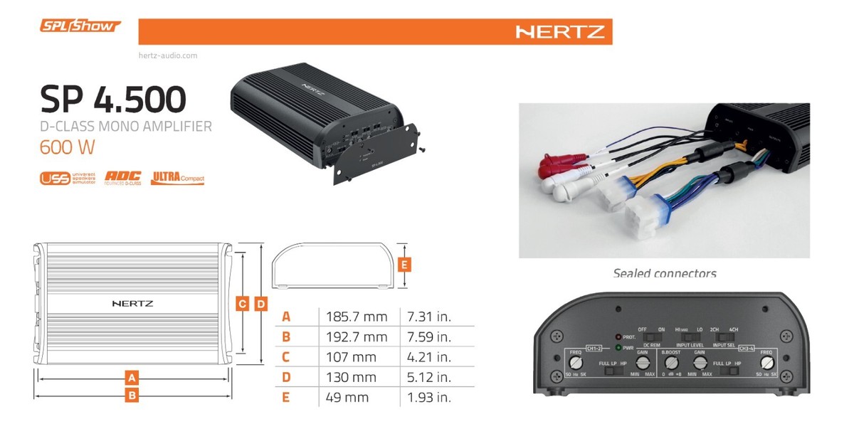 HERTZ SP 4.500 SPL Show Compact ADC-class 4-channel amplifier; RMS