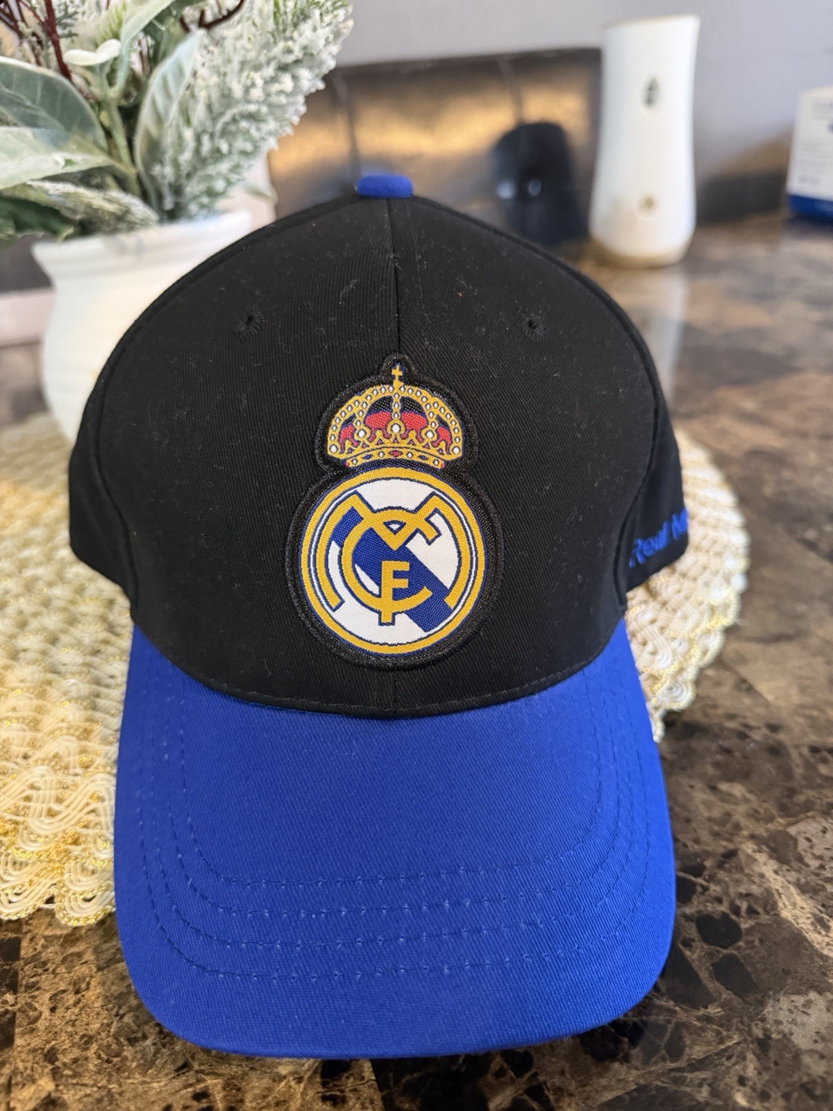 Real Madrid Official Soccer Cap Black Blue Adjustable Club Merchandise