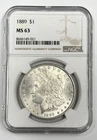 1889-P $1 Morgan Dollar NGC MS63 90% Silver Philadelphia Early US Coin LUSTER!