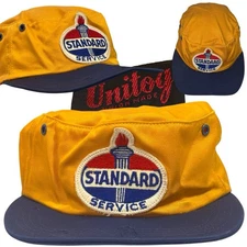 Vintage Yellow Standard Oil Gas Station Attendant Uniform Hat Advertising UNITOG