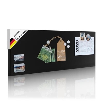 banjado Design Magnetwand schwarz Pinnwand Magnettafel 30x75cm Metall Memoboard - Bild 1 von 4