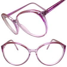 Classic Genuine Vintage Oversized 80s Round Purple Clear Lens Glasses Frame