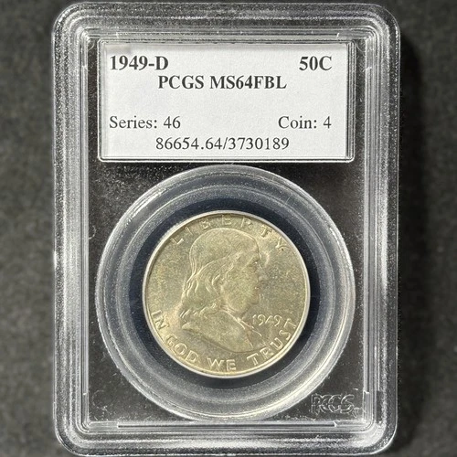1949-D 50c Franklin Half Dollar Denver Full Bell Line Uncirculated PCGS MS64 FBL