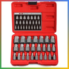 25 Piece Screw Extractor Set Multi Spline Bolt Remover Broken Studs Easy Out