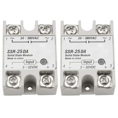 XINGYHENG 2Pcs SSR-25DA Single-Phase DC Solid State Relay Module Load 24-380V...