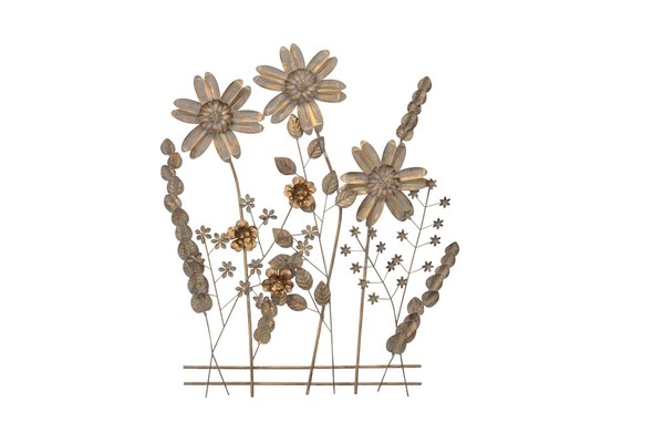 Wanddekoration Blumenwiese, Antik/Goldfarben, 80 X 5 X 88 Cm-image
